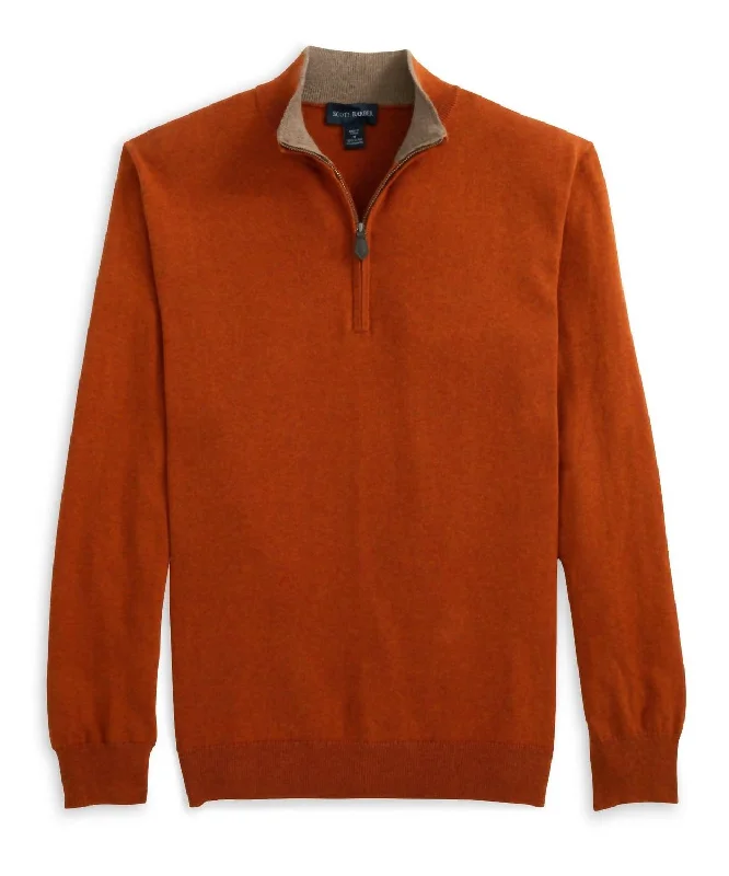 Men's Quarter Zip Sweater In Spice