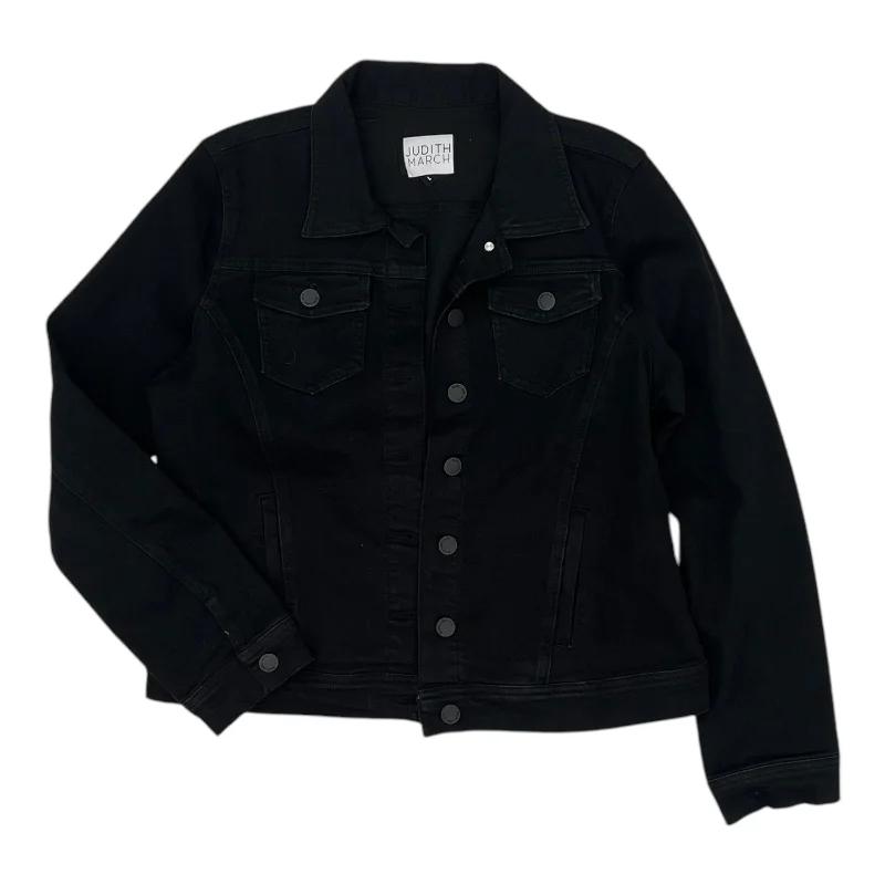 Jacket Denim By Judith March In Black Denim, Size:L