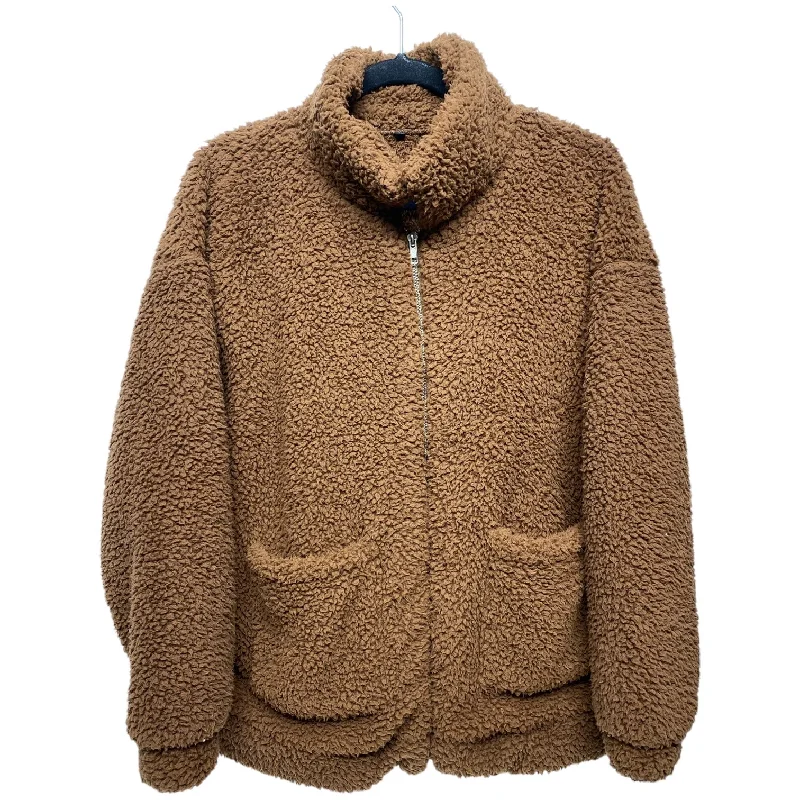 Jacket Faux Fur & Sherpa By Clothes Mentor In Brown, Size: L