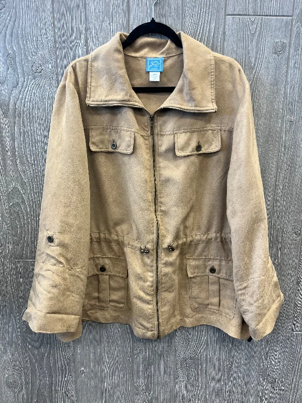 Jacket Utility By Lara In Tan, Size: 2x