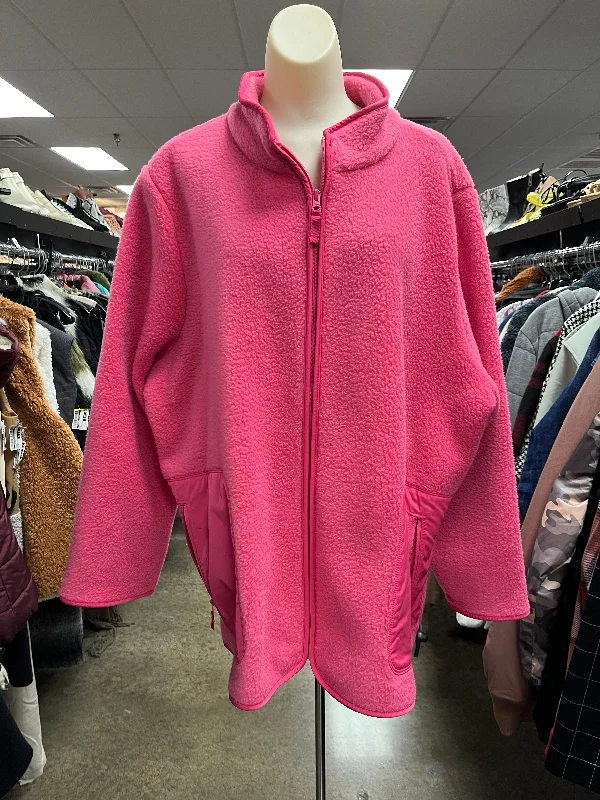 Jacket Fleece By Talbots In Pink, Size: 3x