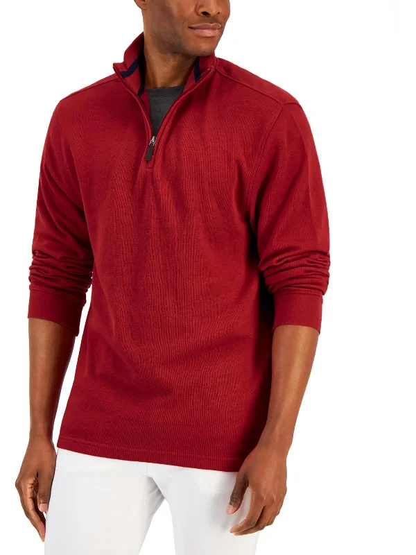 Mens 1/4 Zip Mock Neck Pullover Sweater