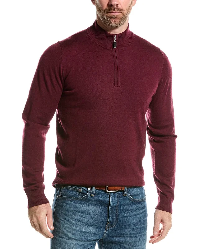 Mette mens  Merino Wool Mock 1/4-Zip Sweater, XL, Red