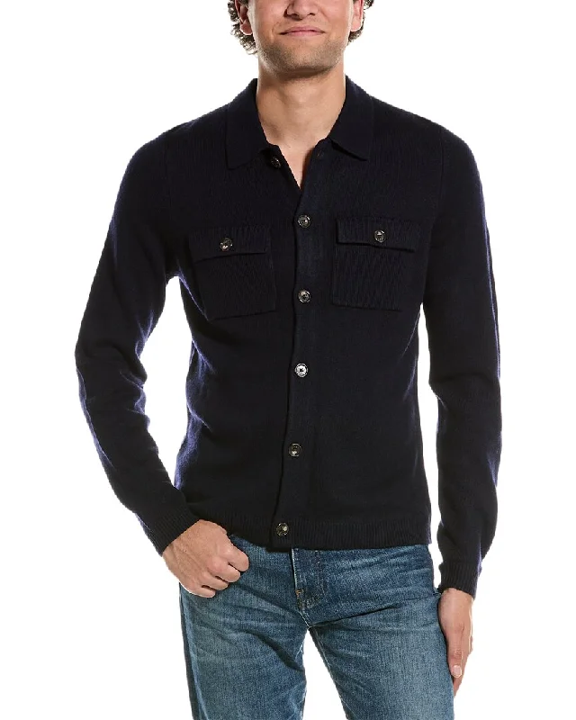 Amicale Cashmere Button Front Wool & Cashmere-Blend Shirt