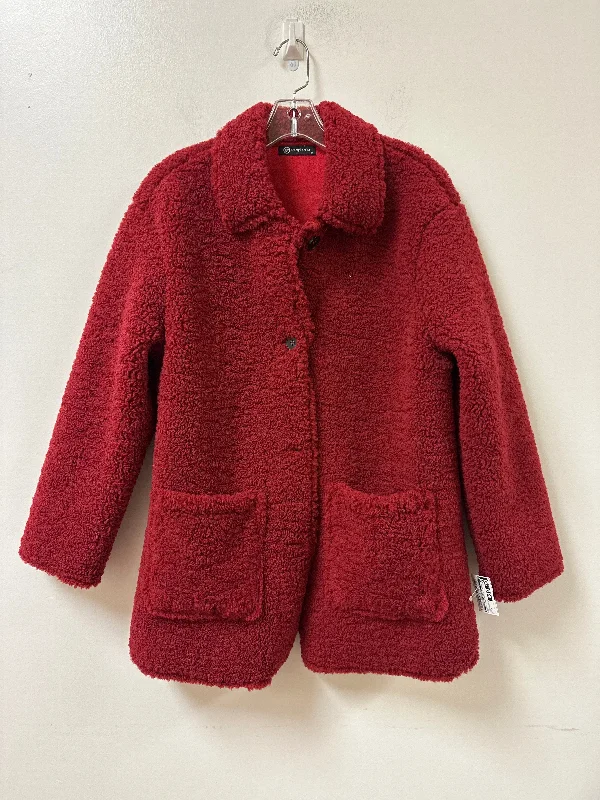 Jacket Faux Fur & Sherpa By Clothes Mentor In Red, Size: M