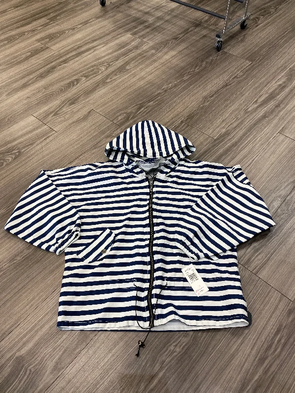 Jacket Windbreaker By Live A Little In Blue & White, Size: M