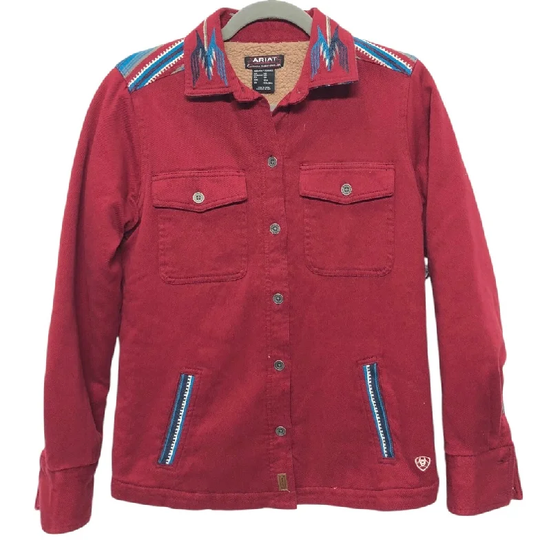 Jacket Denim By Ariat In Red, Size:Xs