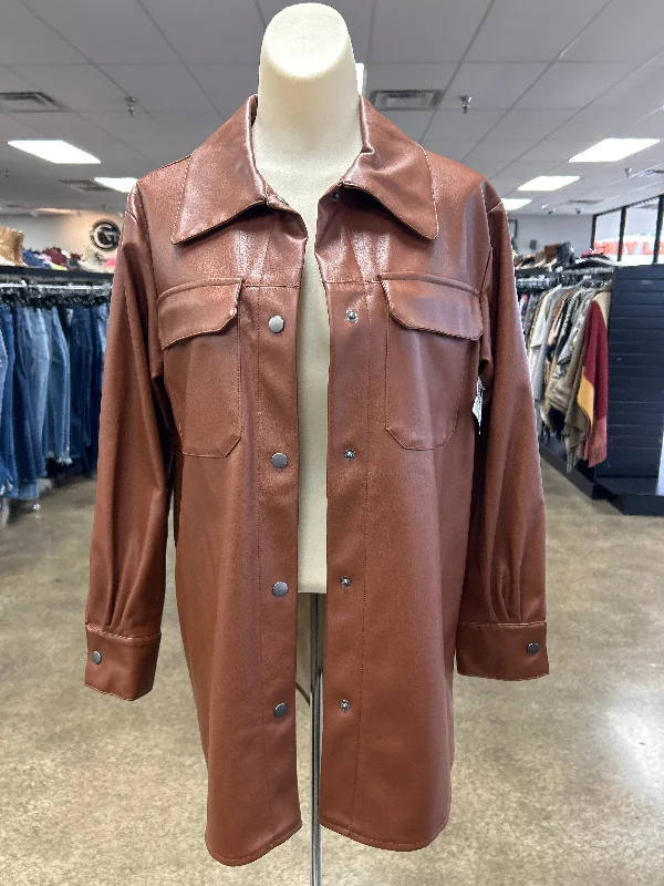 Jacket Shirt By Steve Madden In Brown, Size: Xs