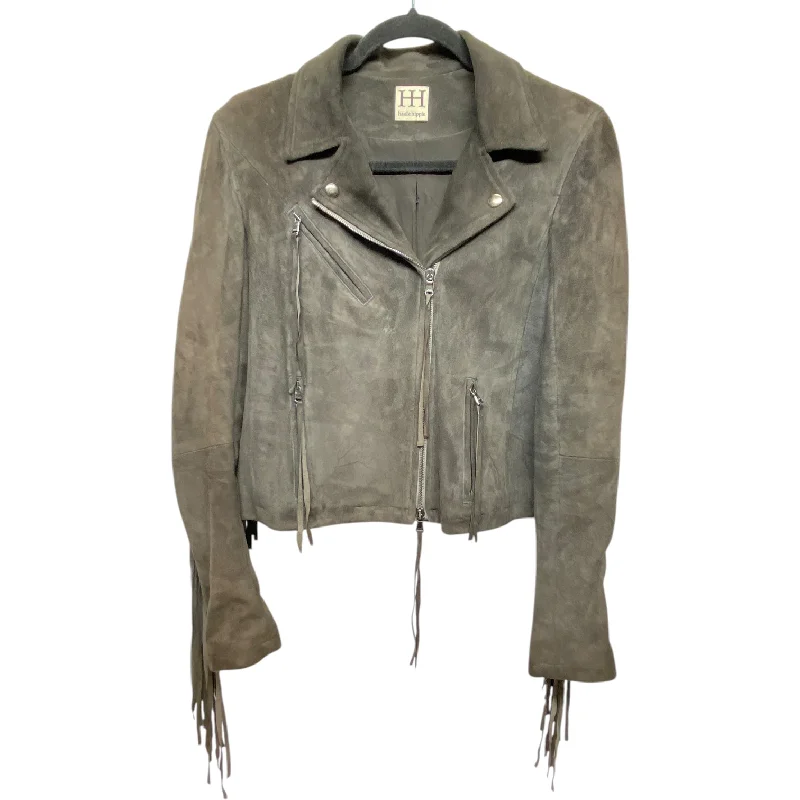 Jacket Moto Leather By Haute Hippie In Grey, Size: Xs