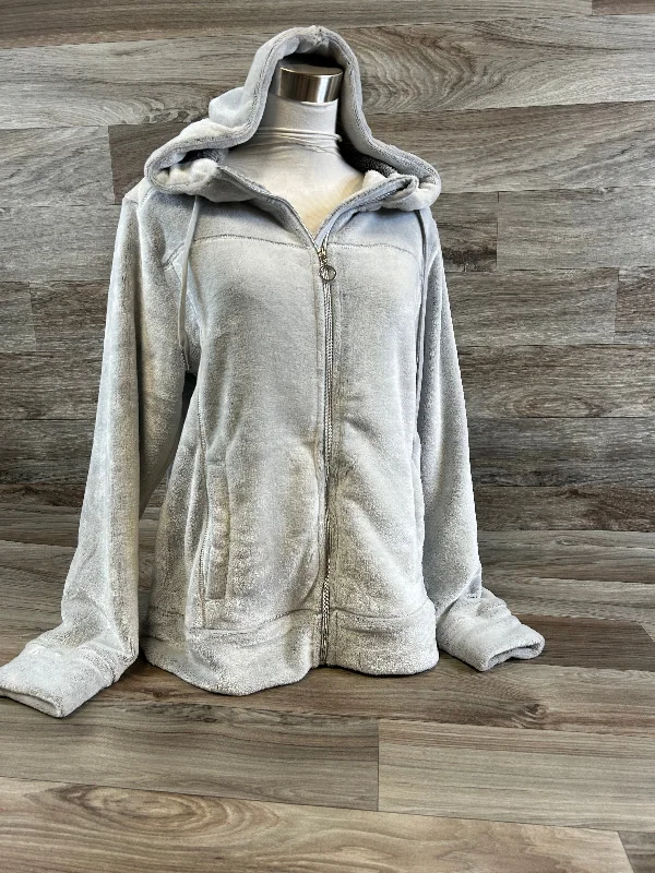 Jacket Fleece By Daisy Fuentes In Grey, Size: M