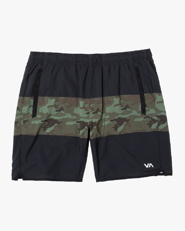 Boys Yogger 15" Stretch Shorts - Green Camo Black