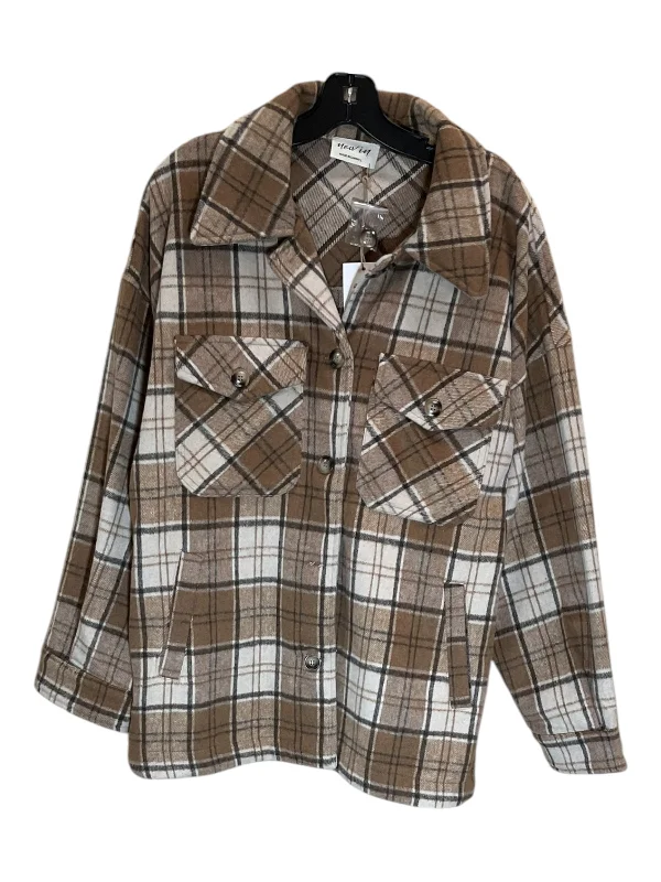 Jacket Shirt By Clothes Mentor In Brown, Size: L