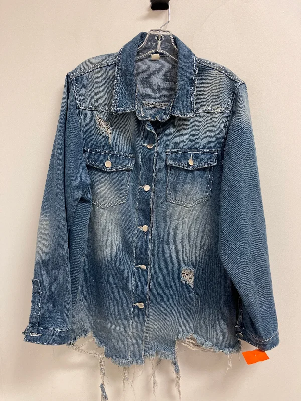 Jacket Denim By Clothes Mentor In Blue Denim, Size: 2x