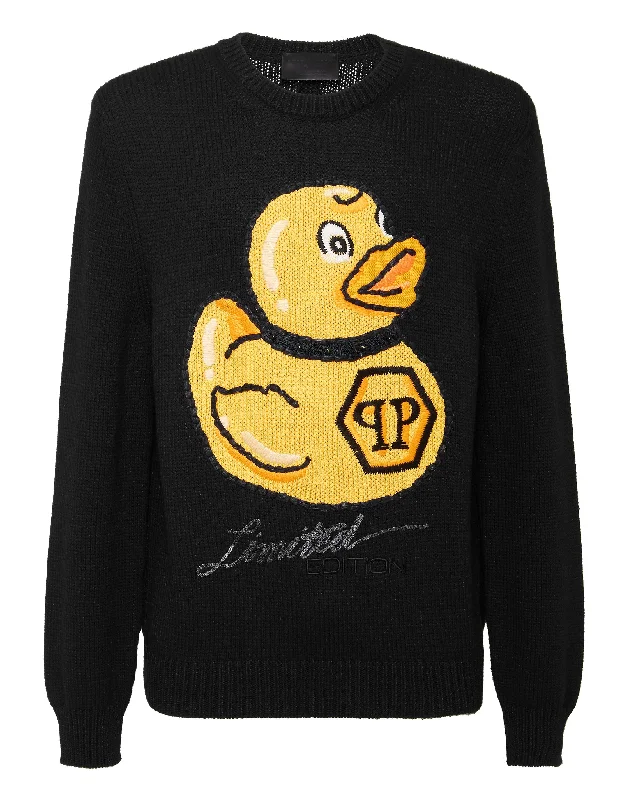 Wool Blend  Pullover Hand Made Embroidery PP Duck