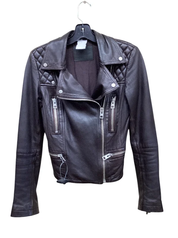 Jacket Leather By All Saints In Brown, Size: 2