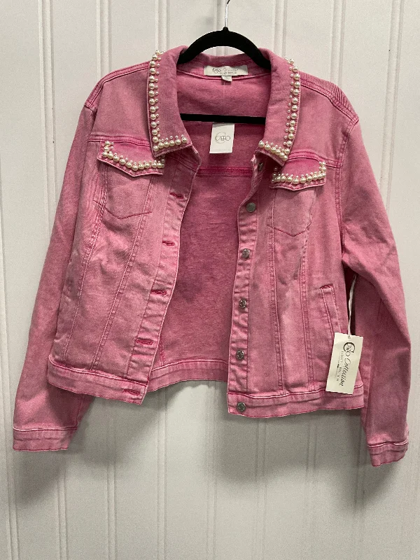 Jacket Denim By Cato In Pink, Size: Xl