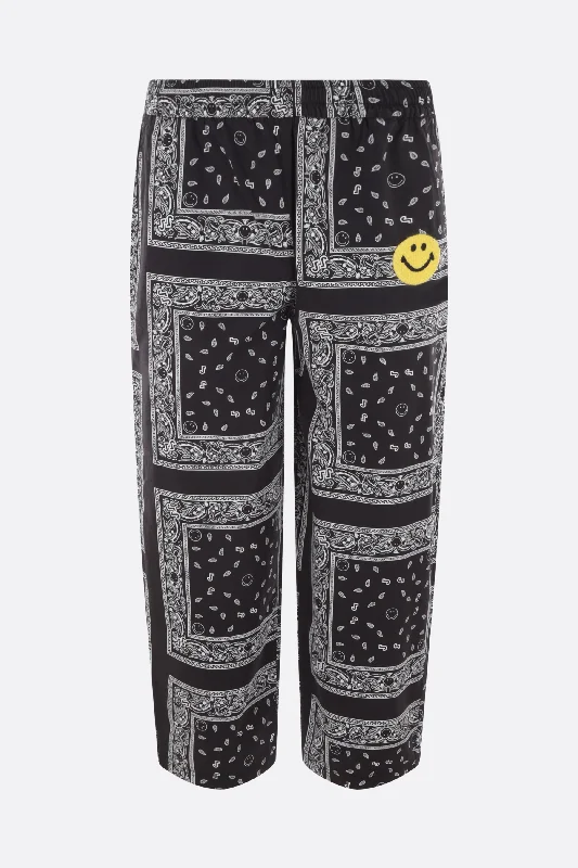 bandana print cotton poplin joggers