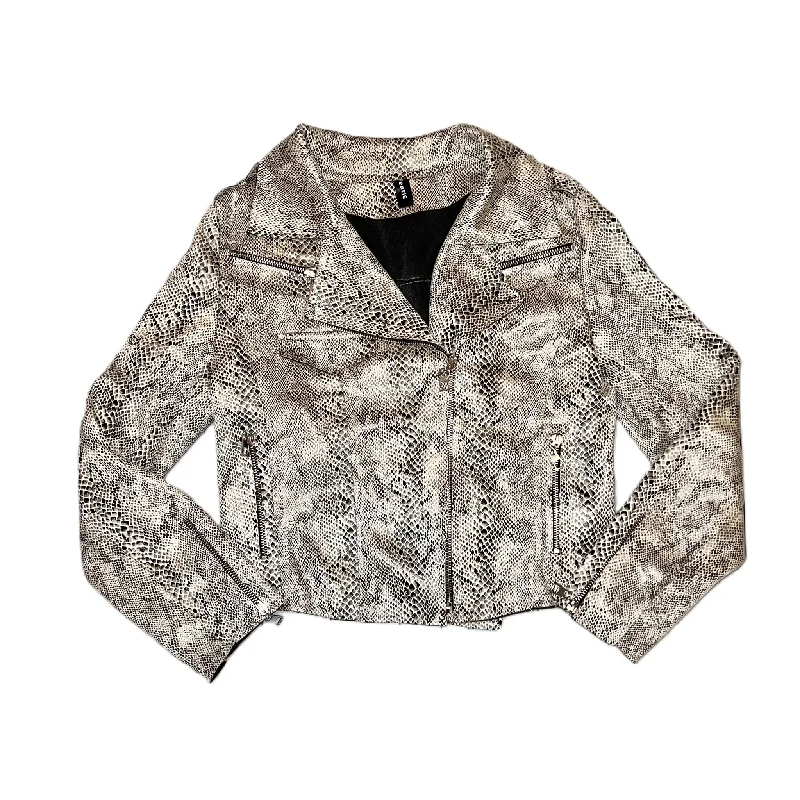 Jacket Moto By Venti6 In Snakeskin Print, Size: S