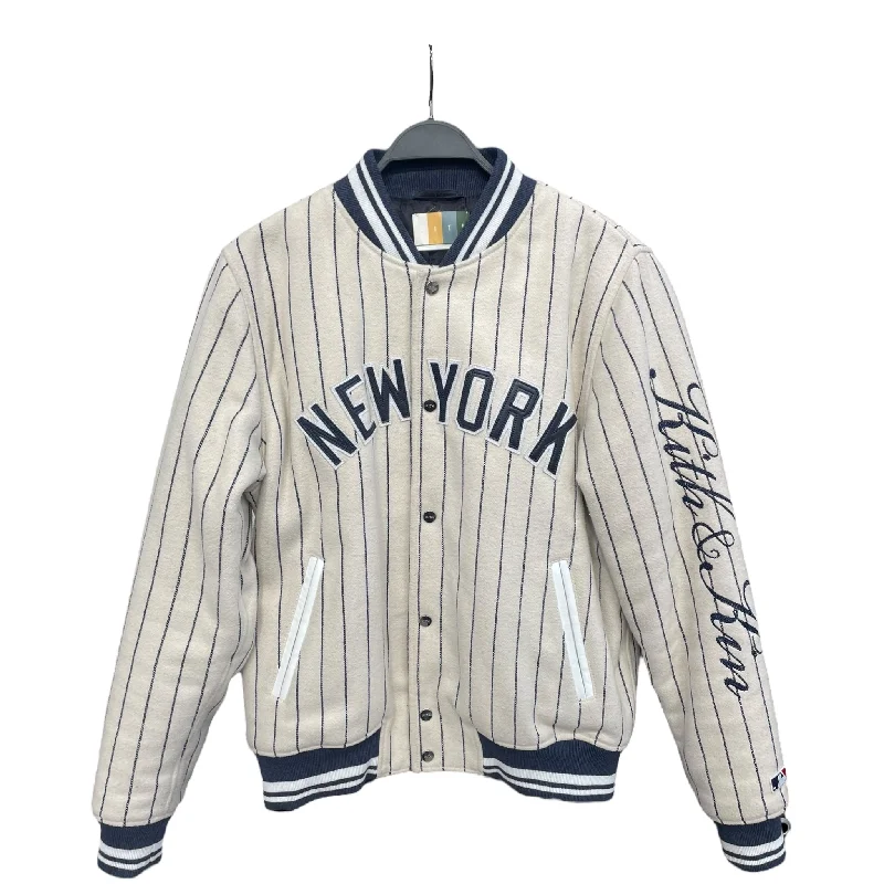 KITH/Jacket/M/Wool/CRM/Stripe/New York W/ NAVY, TEXT ON ARM