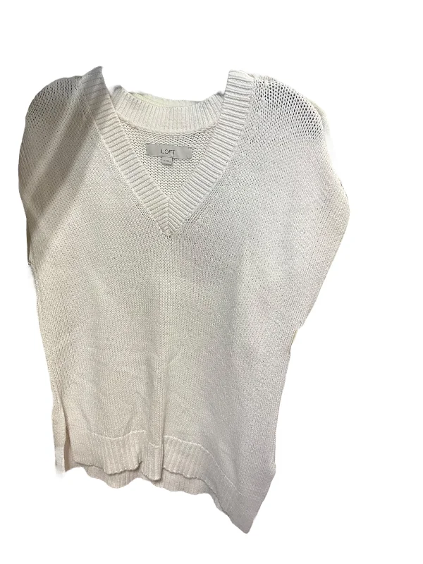 Vest Sweater By Loft In White, Size: Xs