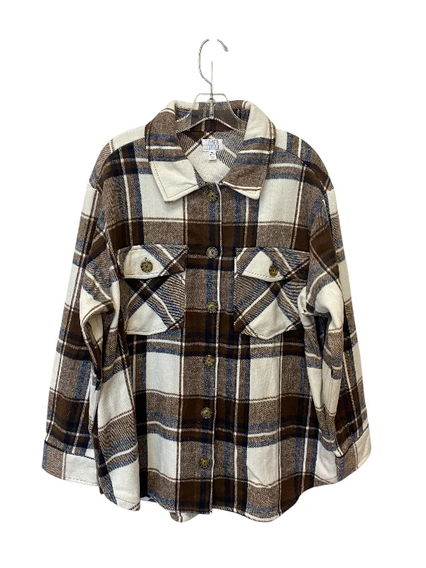 Jacket Shirt By Time And Tru In Plaid Pattern, Size: Xl